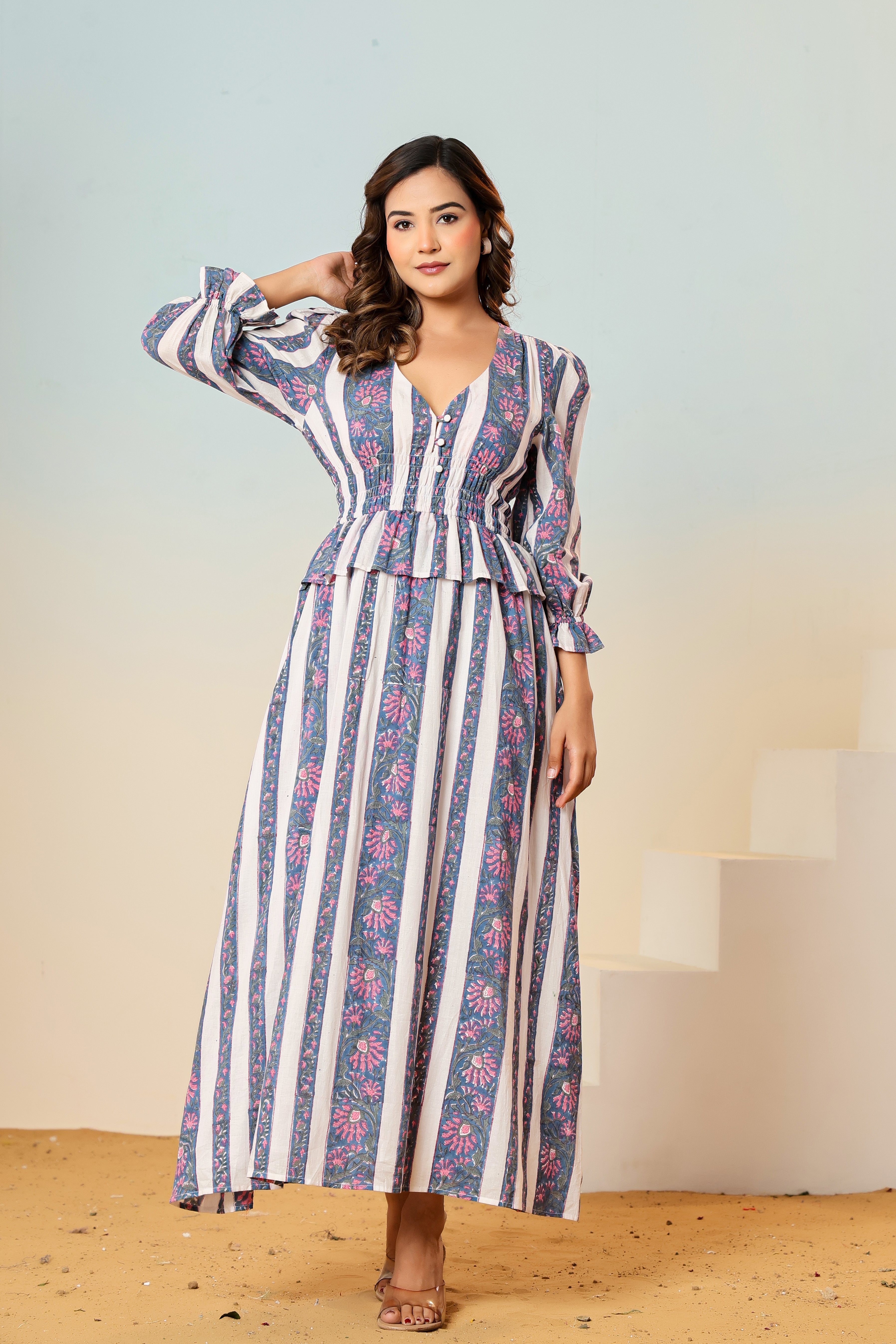 Elira block printed dress