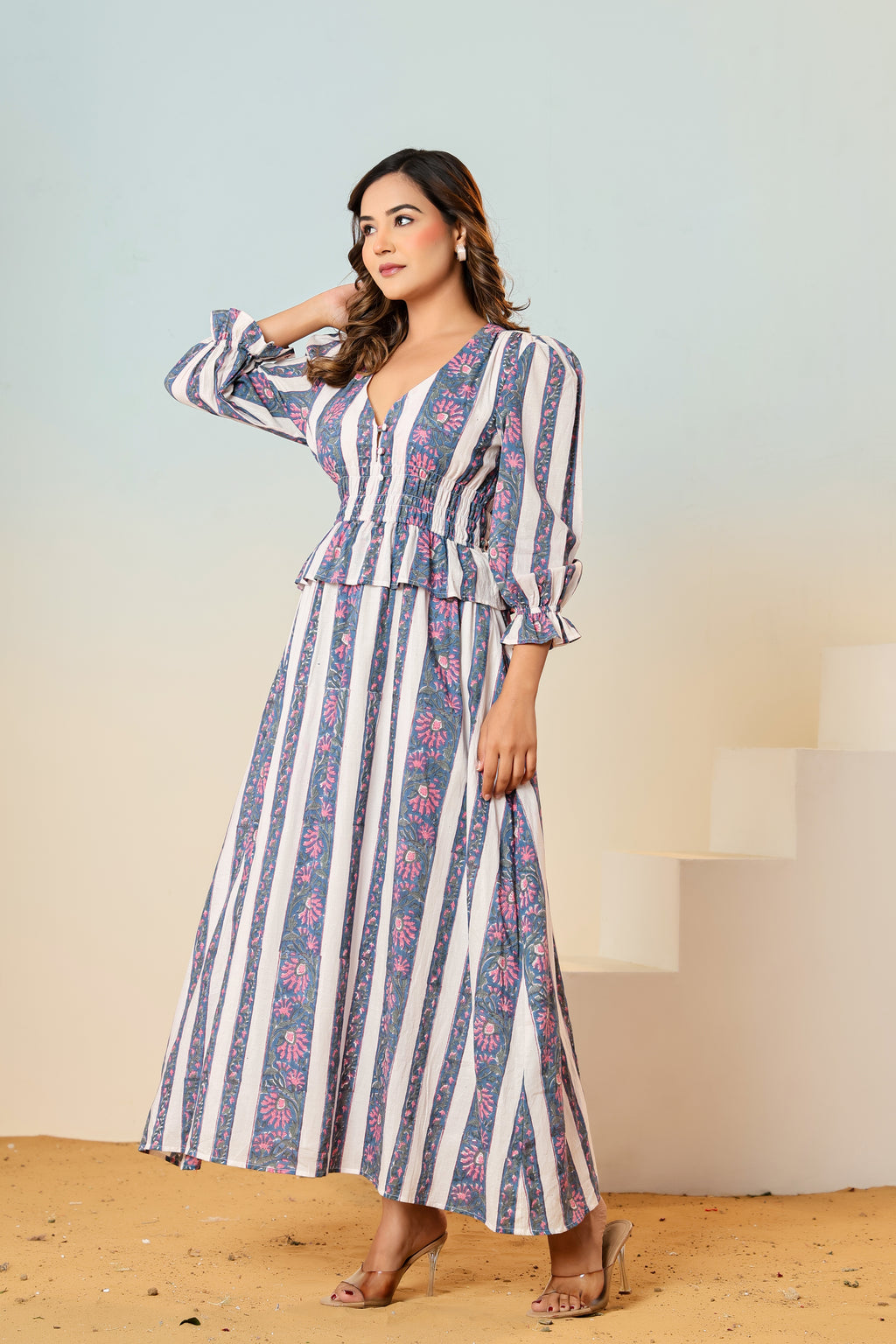 Elira block printed dress