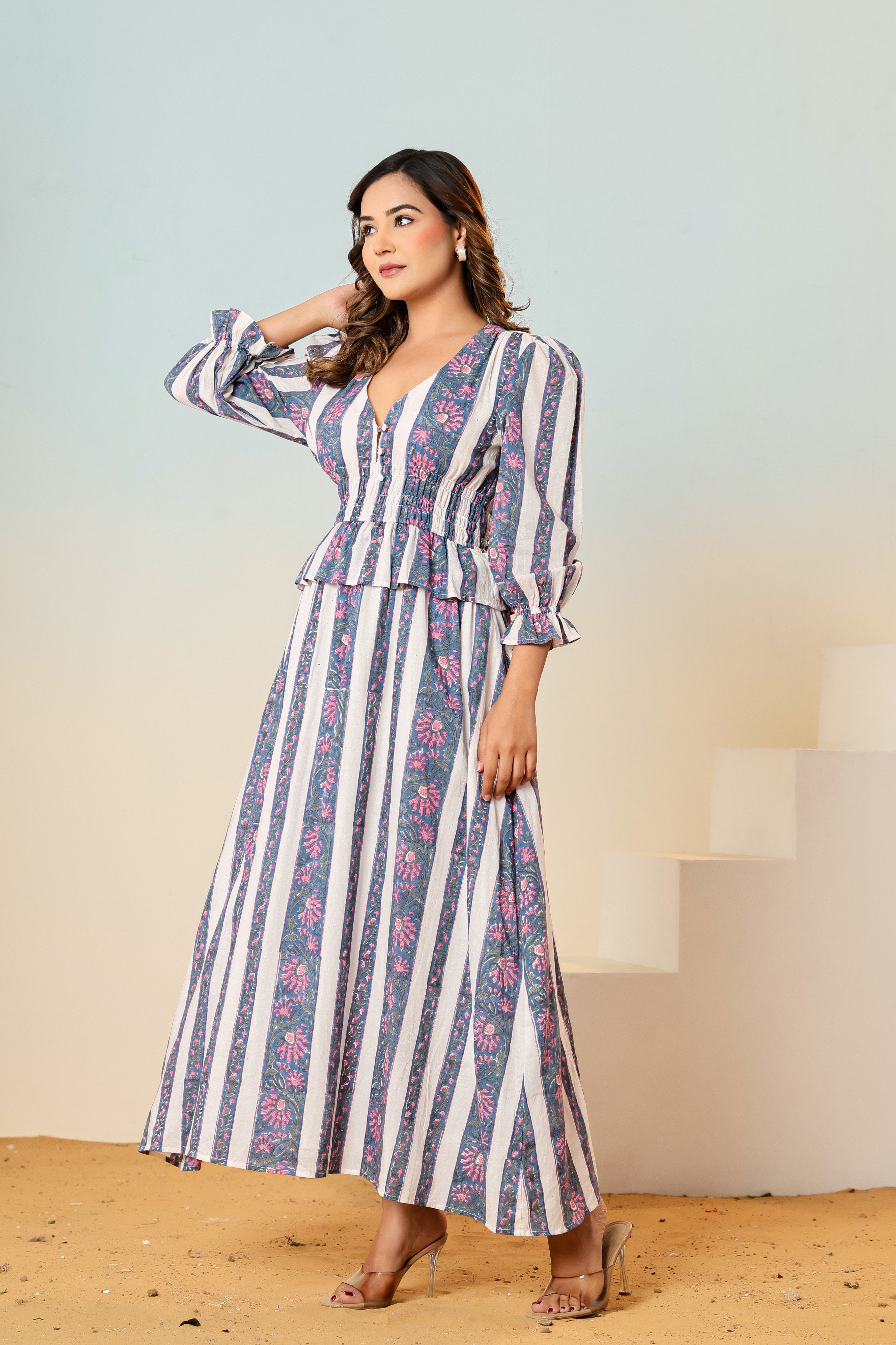 Elira block printed dress