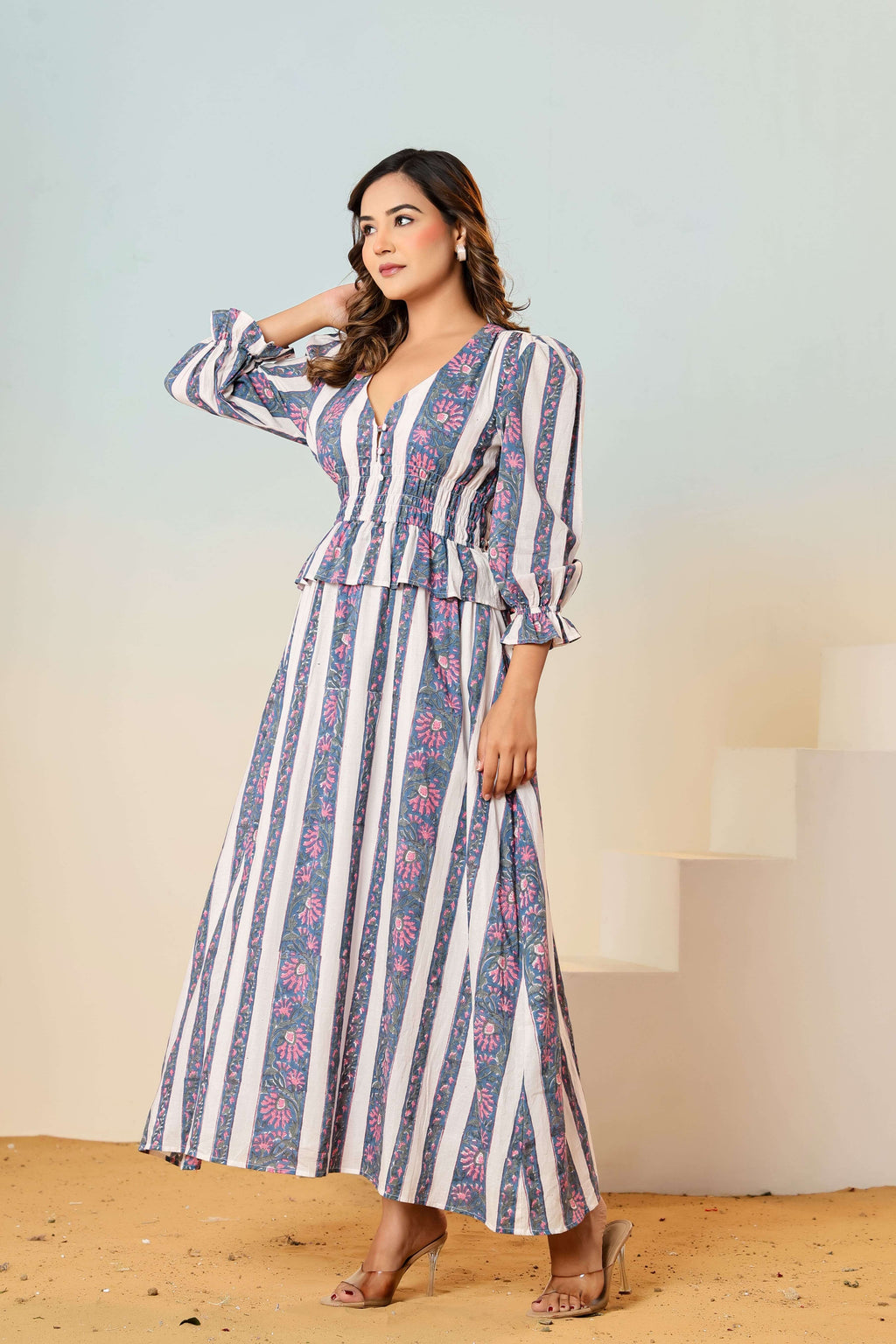 Elira block printed dress