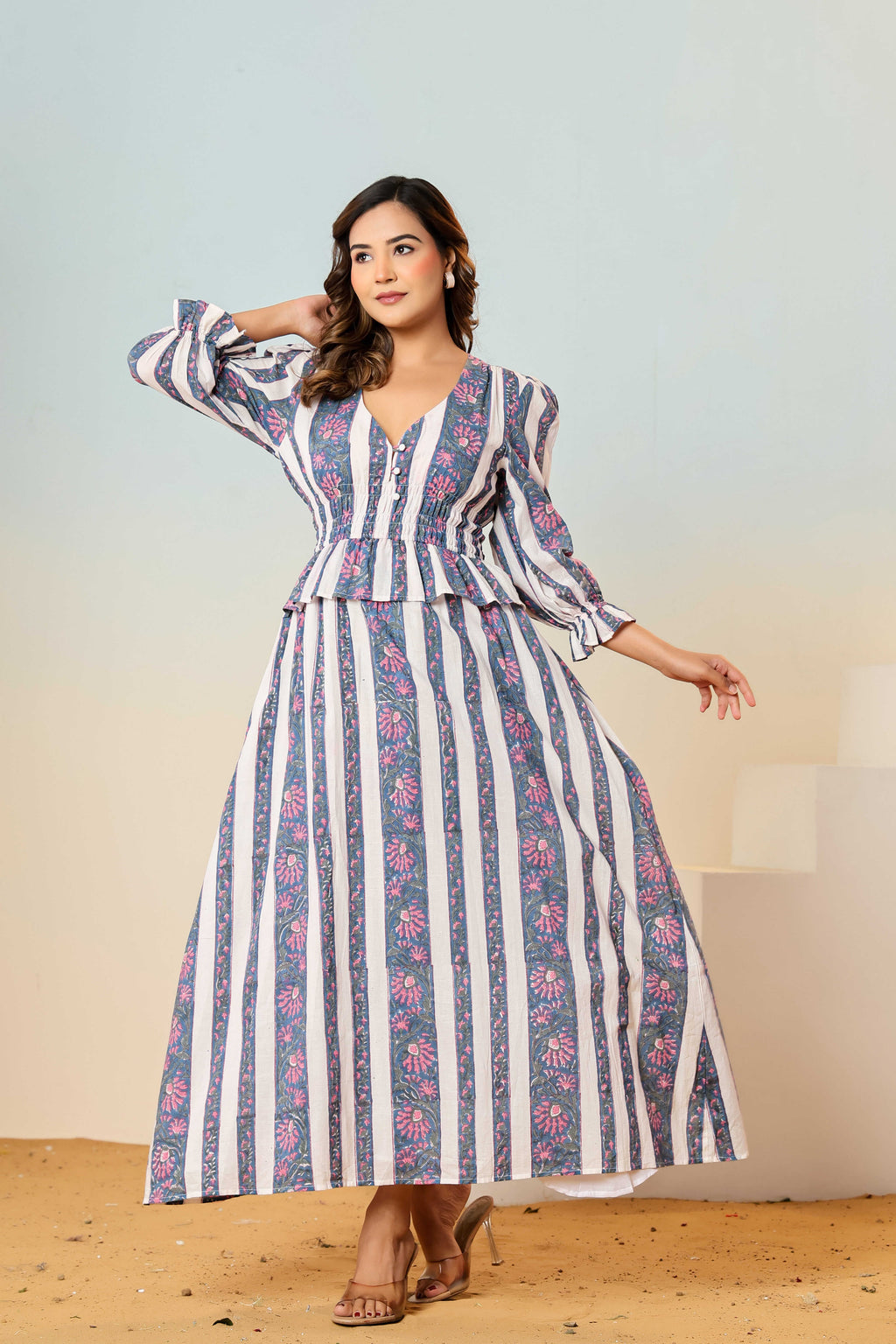 Elira block printed dress