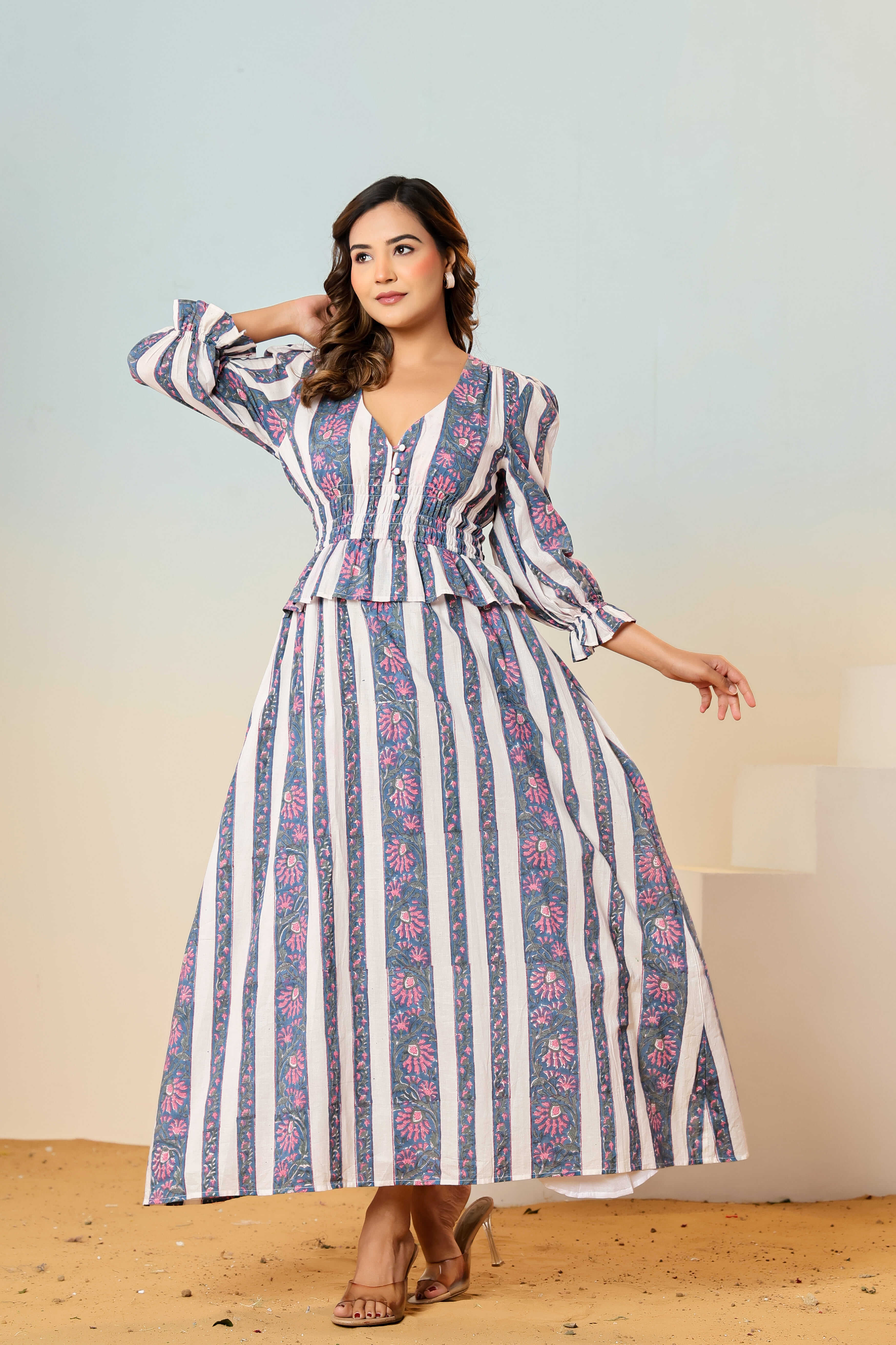 Elira block printed dress