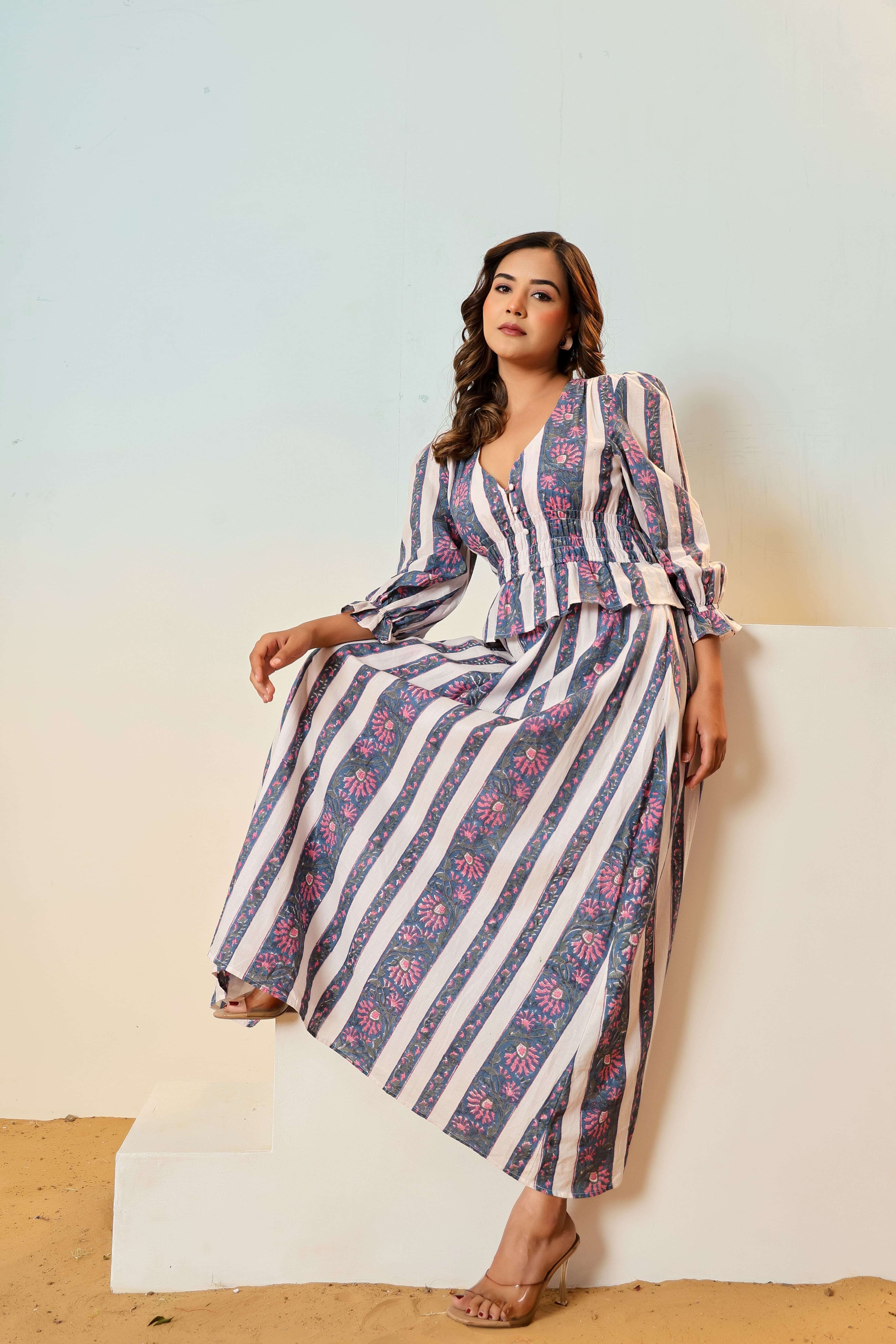 Elira block printed dress
