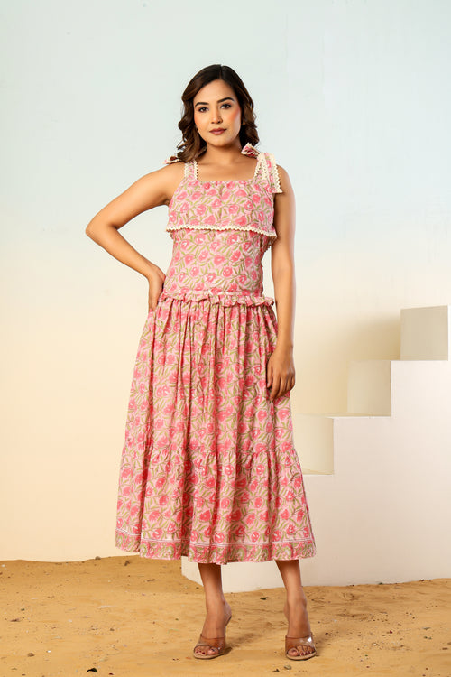 Evara block printed dress
