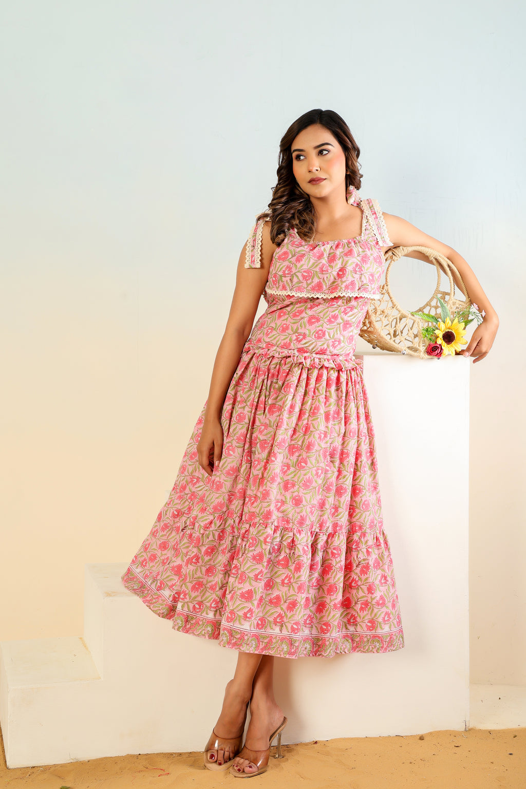 Evara block printed dress