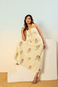 Meher floral striped block print dress
